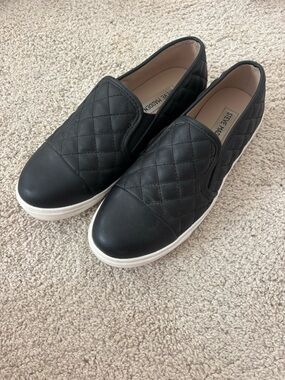 Steve Madden Black Quilted Leather Slip-On Sneakers
